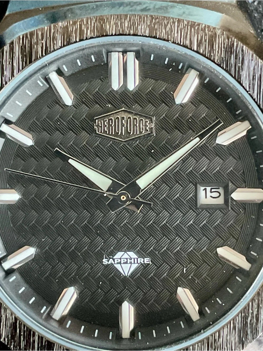 NIB Impressive Heroforce Quartz Watch Gorgeous Woven Pattern Dial +Date